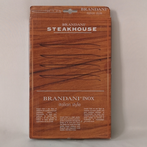 Brandani Steakhouse Set of Four Italian Style Steak Knives New in Box, Stainless - Picture 5 of 6